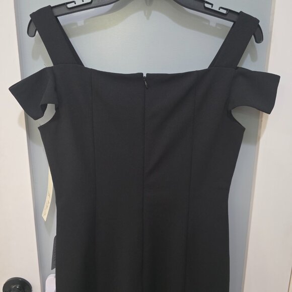 Eliza J Black Off-Shoulder Sheath Dress 8P NWT Double Lined Classic Cocktail - Picture 7 of 9